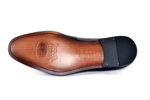 Corrente -C5605-Navy Leather Calf Skin Loafer w/ Side Metallic Logo