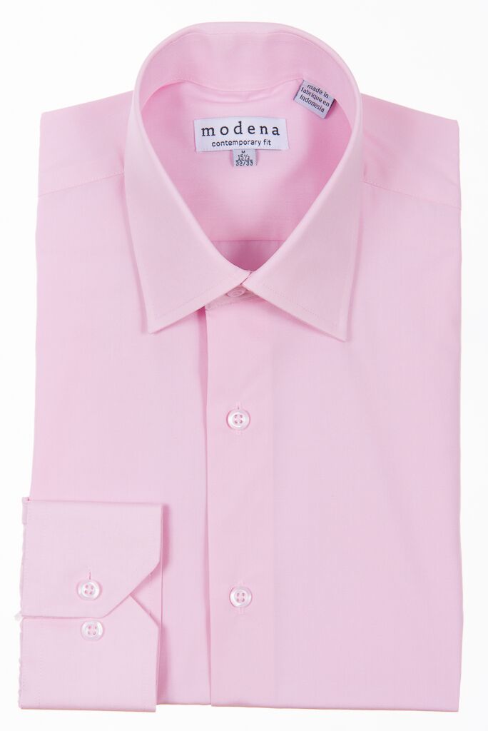 Modena - Pink - Solid - Cotton Blend - Dress Shirt - Contemporary Fit.