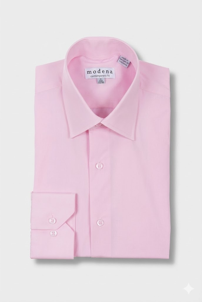 Modena - Pink - Solid - Cotton Blend - Dress Shirt - Contemporary Fit.