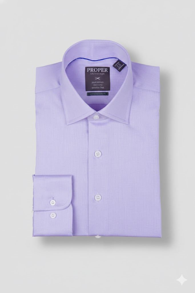 Proper Shirtings - Lavender - Dress Shirt - 100% Cotton - 100's 2-ply - Wrinkle Free - Contemporary Fit