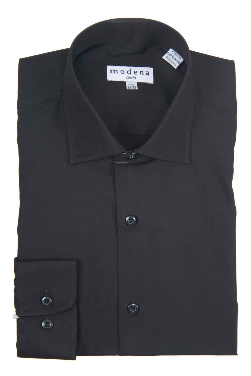 Modena - Black - Solid - Cotton Blend - Dress Shirt - Slim Fit