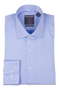 Proper Shirtings - Blue - Dress Shirt - 100% Cotton - 100's 2-ply - Wrinkle Free - Contemporary Fit