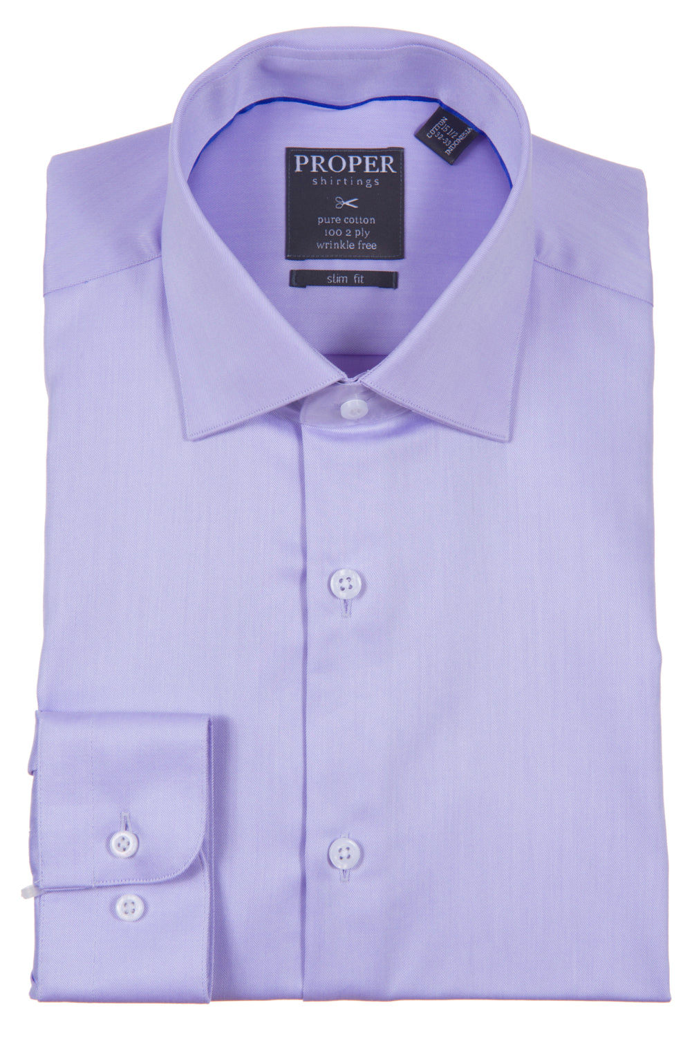 Proper Shirtings - Lavender -100% Cotton - 100's 2-ply - Wrinkle Free - Dress Shirt - Slim Fit