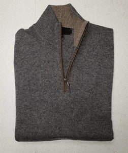 Quinn -  Men's, Luxurious, 100% 2-ply Cashmere, 1/4 Zip Sweaters - Lt. Charcoal