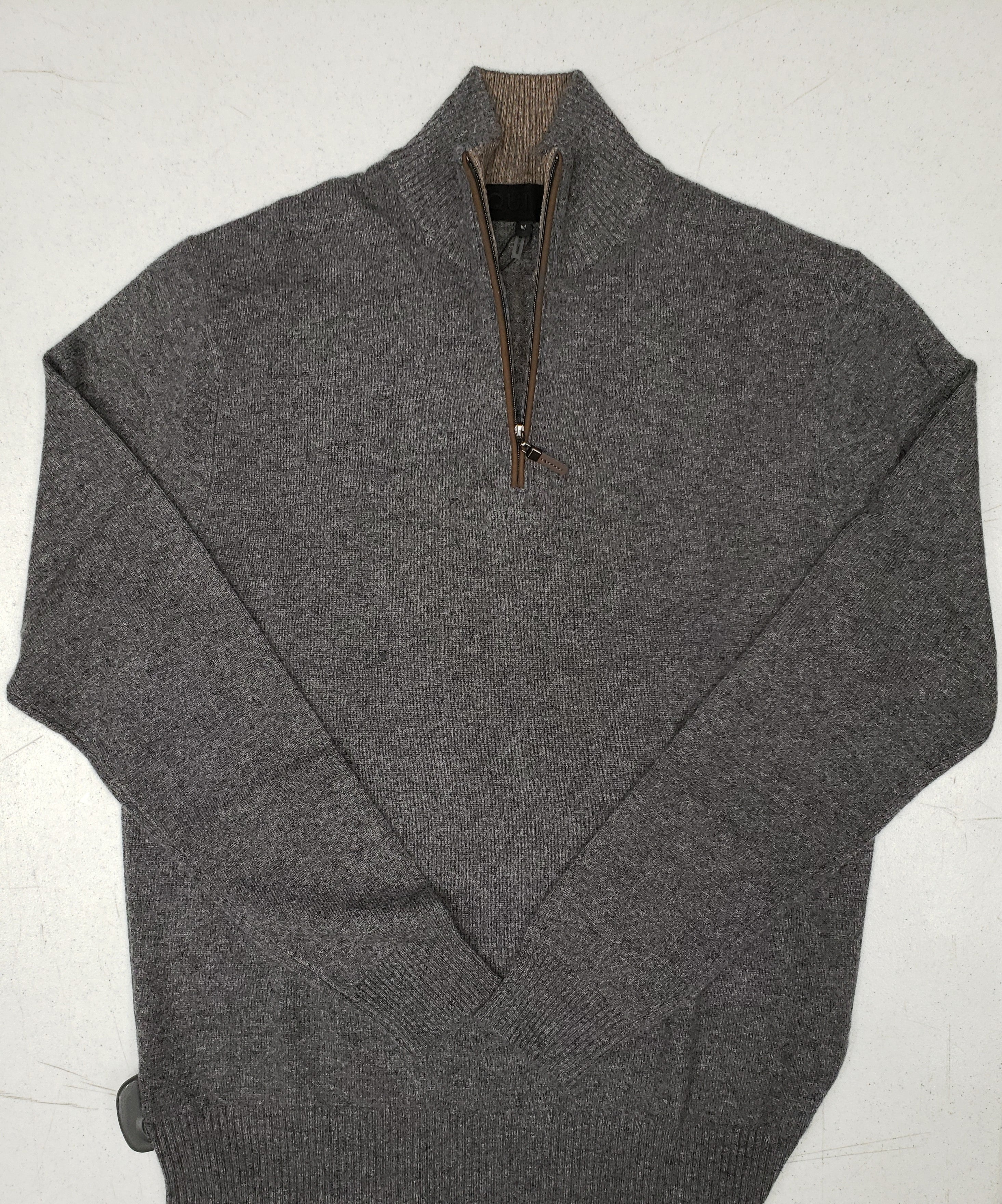 Quinn -  Men's, Luxurious, 100% 2-ply Cashmere, 1/4 Zip Sweaters - Lt. Charcoal