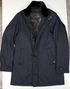 Luke - Black 3/4 Nylon Coat w/ removable faux fur lining & inner collar